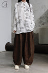 Aviva Jifei Xue cocoon wide-leg pants SS23-CWLP2-ACP bronze color
